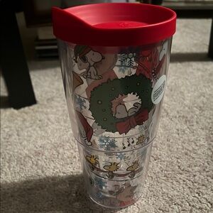 Snoopy Christmas Tumbler with Red Lid